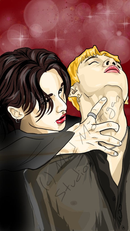 Stray Kids Bang Chan Hyunjin Red Lights art print